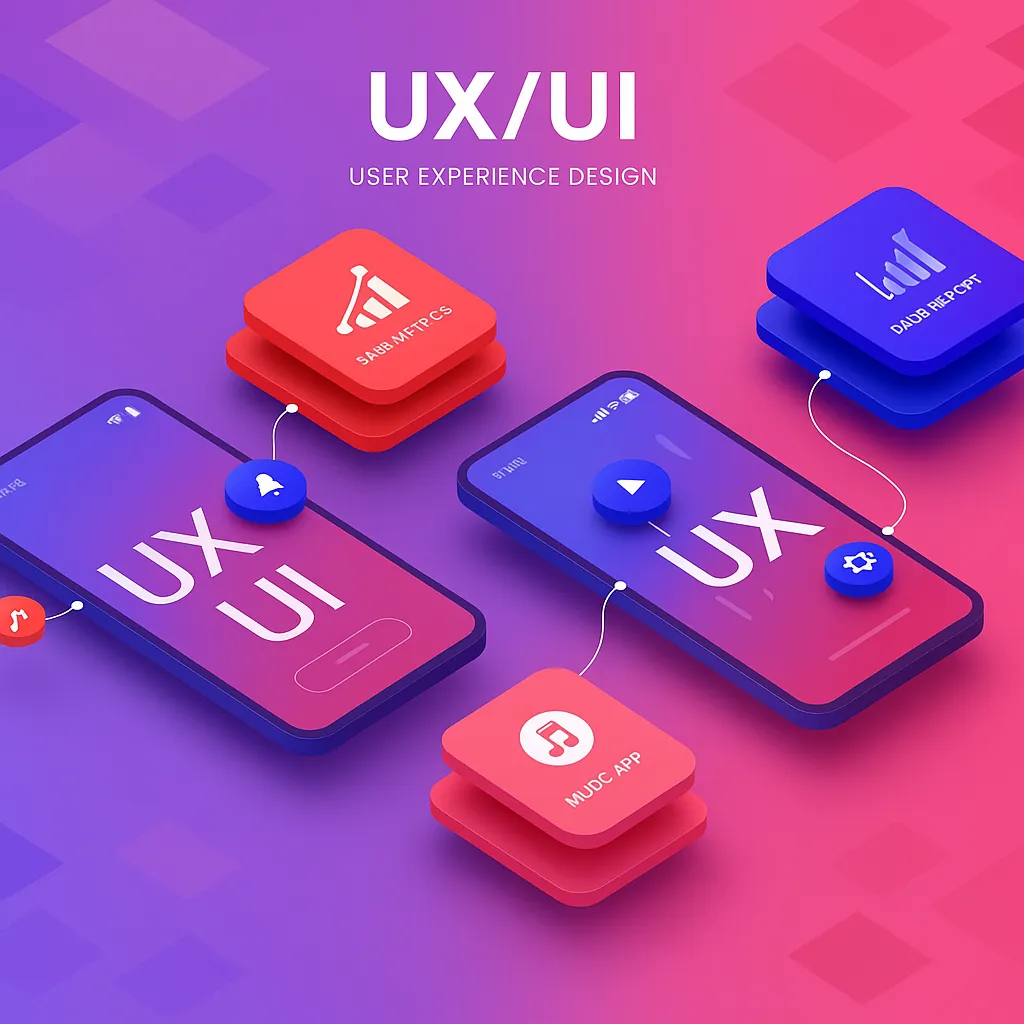 UX/UI optimization process showing responsive layout design and behavioral analytics
