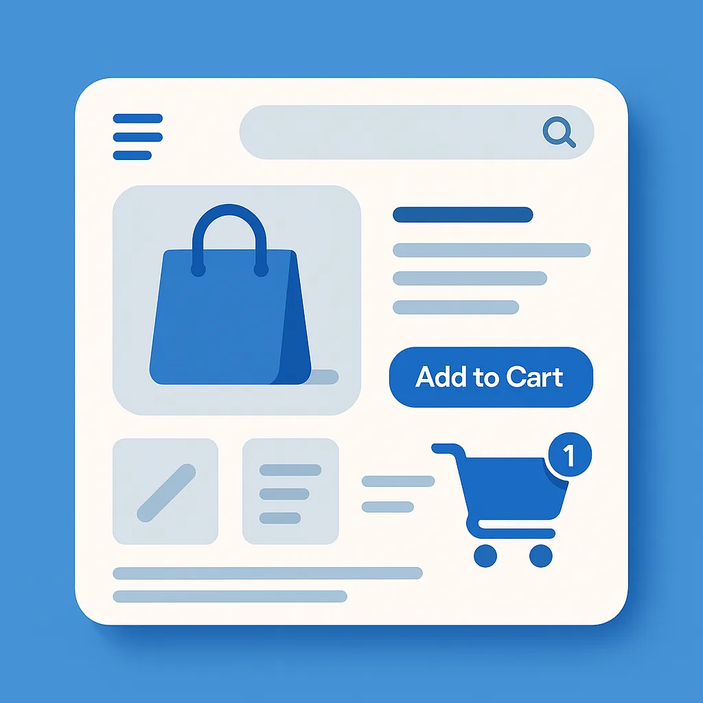 Ecommerce performance illustration showing SEO, sales funnel, analytics, and fast-loading optimization tools